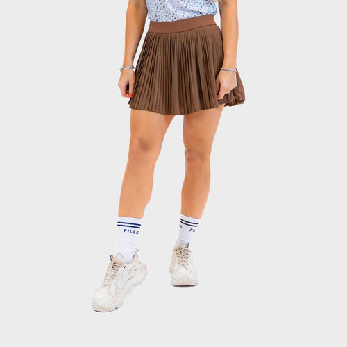 Lauren Skirt in Brown, tonal women's athletic skirt | PILLAR
