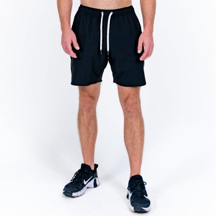 Drew Short 7in Black — men's athletic golf shorts front view | PILLAR