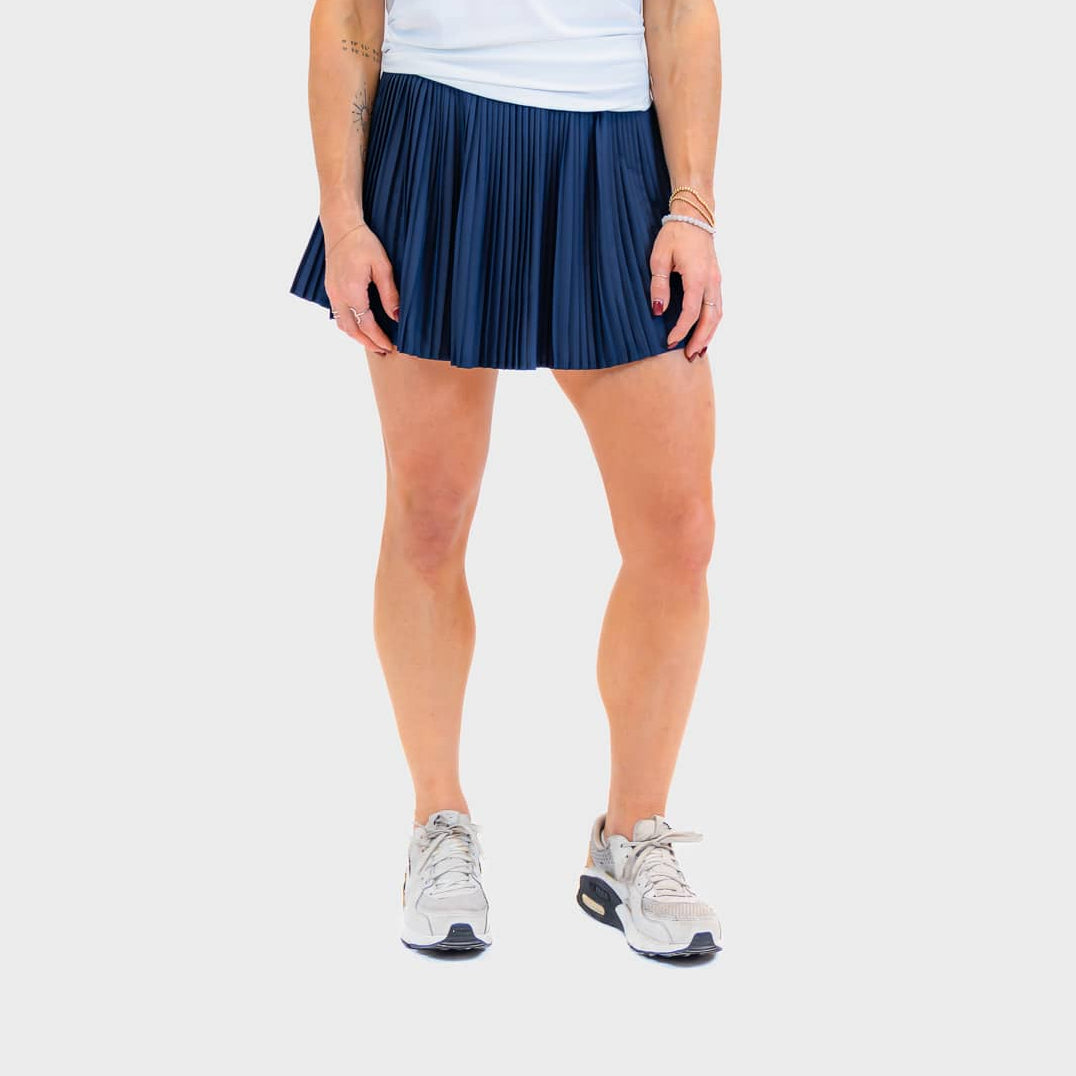 Lauren Skirt in Navy, November course outfit | PILLAR
