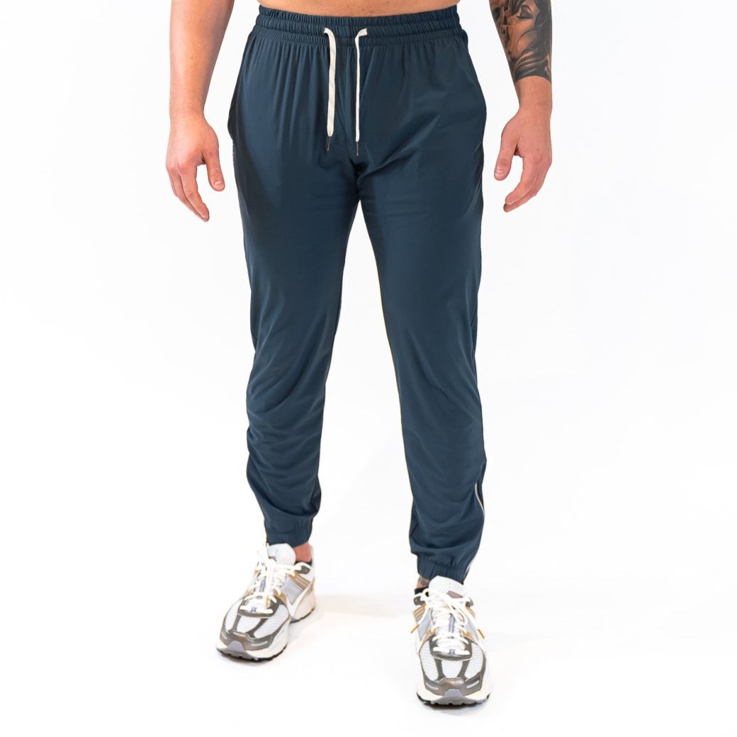 James Jogger in navy, holiday party pants for men | PILLAR