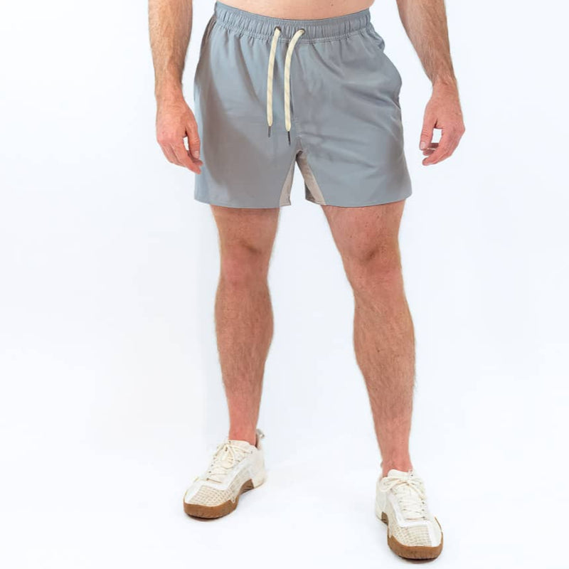 Drew Short 5 inch Light Grey, men's running short | PILLAR