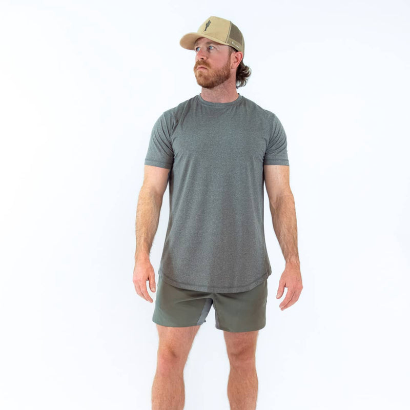 Tim Tee Night Grey, men's running tee for an Arizona dawn start | PILLAR